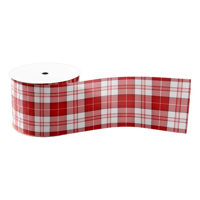 Menzies tartan red white plaid grosgrain ribbon (Spool)
