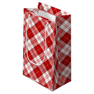 Menzies tartan red white plaid small gift bag