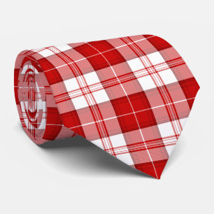 Menzies tartan red white plaid tie
