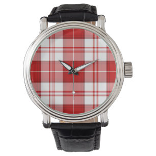 Menzies tartan red white plaid watch
