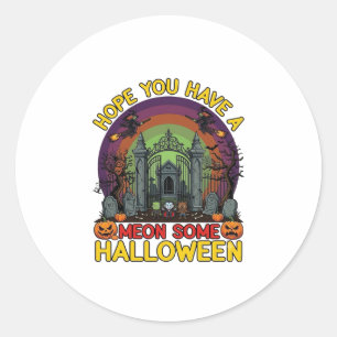 Meon Some Halloween Cemetery Gate Monsters Pumpkin Classic Round Sticker