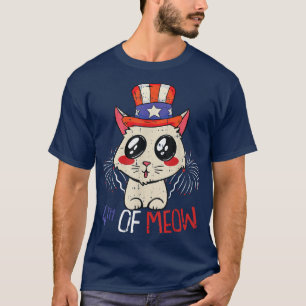 Meow 4th Of July Cute Cat American Patriotic Kitte T-Shirt