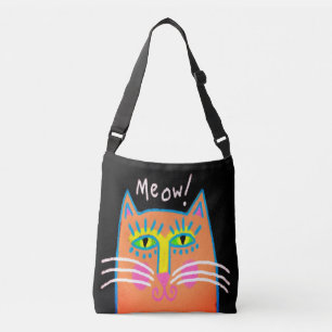 Meow!  Abstract Orange Cat Art Tote Bag