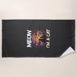Meow Am Cat Halloween Night Witch Pumpkin_1 Beach Towel