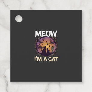 Meow Am Cat Halloween Night Witch Pumpkin_1 Favour Tags