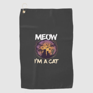 Meow Am Cat Halloween Night Witch Pumpkin_1 Golf Towel