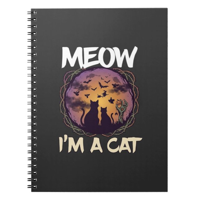 Meow Am Cat Halloween Night Witch Pumpkin_1 Notebook (Front)