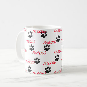 Meow and cat paws coffee mug