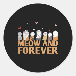 Meow And Forever Marriage Design For Bride Groom Classic Round Sticker