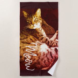 Meow Arsty Kitty Beach Towel