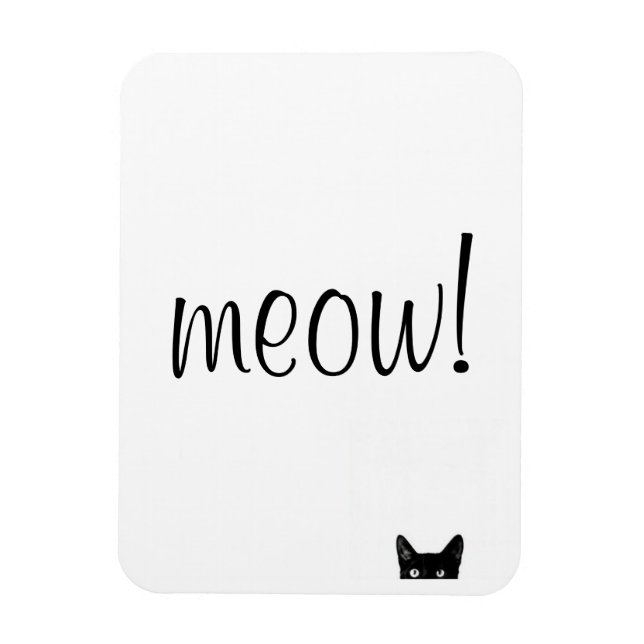 Meow Black Cat Customisable Magnet (Vertical)