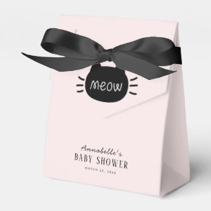 Meow Black Cat Face Pink Girl Baby Shower Favour Box