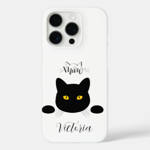 Meow Black Cat Golden Eyes Customisable iPhone 16 Pro Case