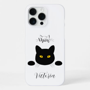 Meow Black Cat Golden Eyes Customisable iPhone 16 Pro Max Case