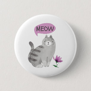 Meow Cat 6 Cm Round Badge