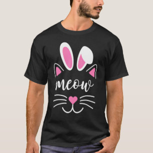 Meow Cat Face Easter Day Bunny Ears Cat T T-Shirt