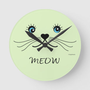 MEOW-Cat Face Graphic Cool Round Clock