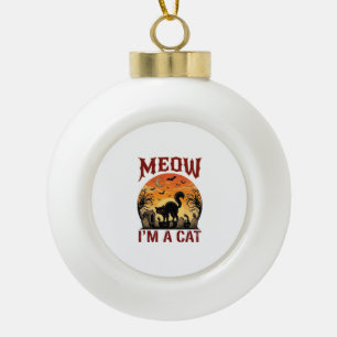 Meow Cat Halloween Black Cemetery_1 Ceramic Ball Christmas Ornament