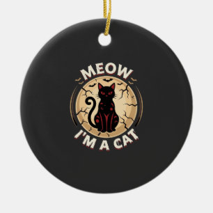 Meow Cat Halloween Graphic Design_1 Ceramic Ornament