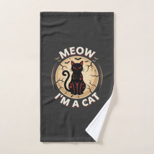 Meow Cat Halloween Graphic Design_1 Hand Towel