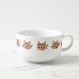 Meow cat head silhouette - Choose background color Soup Mug