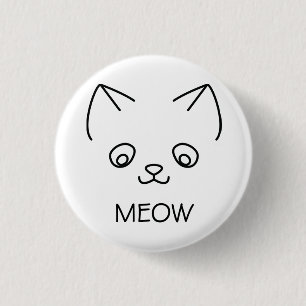 MEOW CAT IN BLACK 3 CM ROUND BADGE