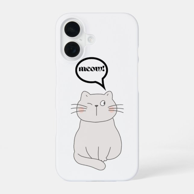 meow cat iPhone 16 case (Back)