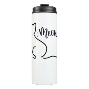 Meow Cat Line Art Minimalist Cat Design Thermal Tumbler