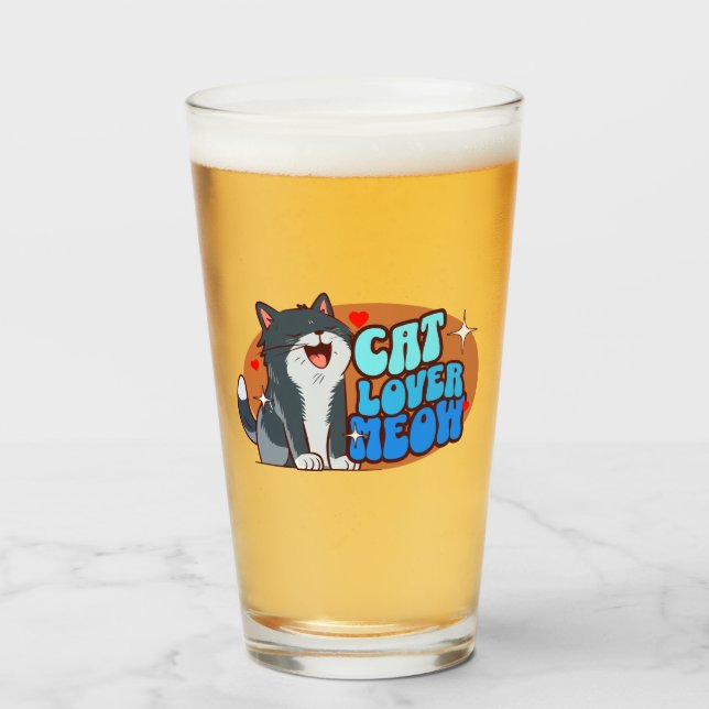 Meow Cat Lover - blue cat Glass (Front Filled)