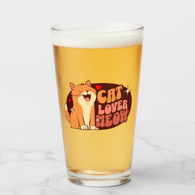 Meow Cat Lover - orange cat Glass (Front Filled)