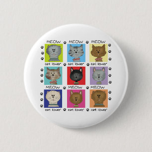 Meow Cat Lover Tshirts and Gifts 6 Cm Round Badge