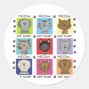 Meow Cat Lover Tshirts and Gifts Classic Round Sticker
