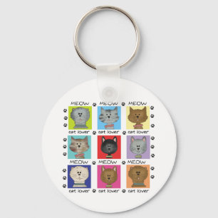 Meow Cat Lover Tshirts and Gifts Key Ring