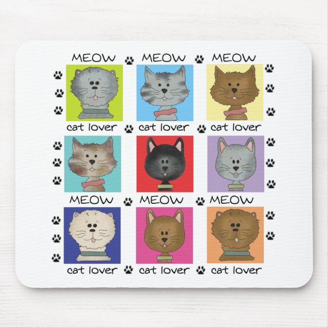 Meow Cat Lover Tshirts and Gifts Mouse Pad (Front)