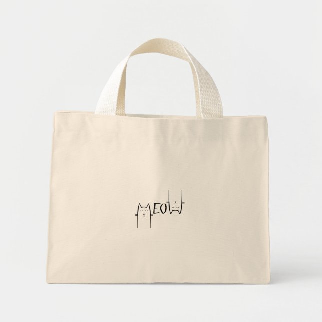 meow cat lover unique design  mini tote bag (Front)