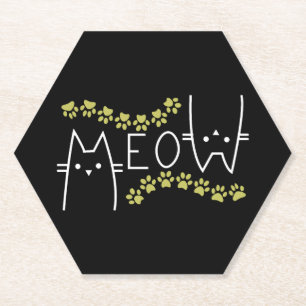 Meow Cat Mum Lover , Women Cat Lover, for Her Paper Coaster