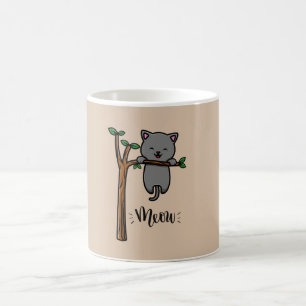MEOW CAT ON TREE COFFEE MUG
