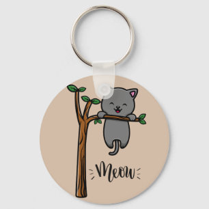 MEOW CAT ON TREE KEY RING