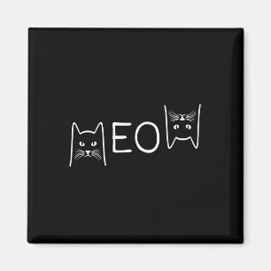 Meow Cat Shirt Meow Kitty Funny Cats Mum And Cat D Magnet