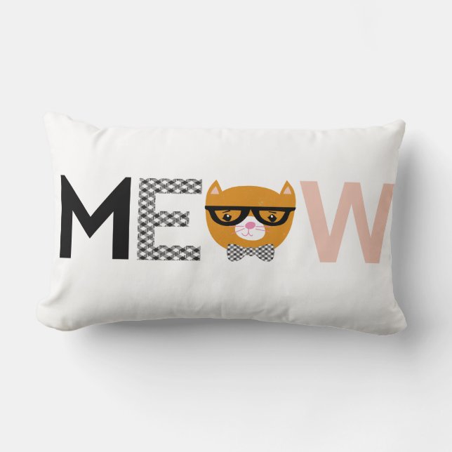 Meow cat throw pillow (Front)