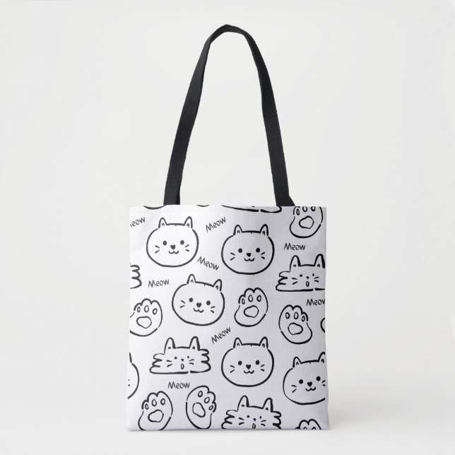 Meow Cat Tote Bag (Front)