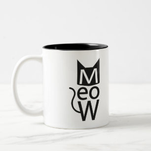 Meow Cat Typographic Two-Tone Coffee Mug