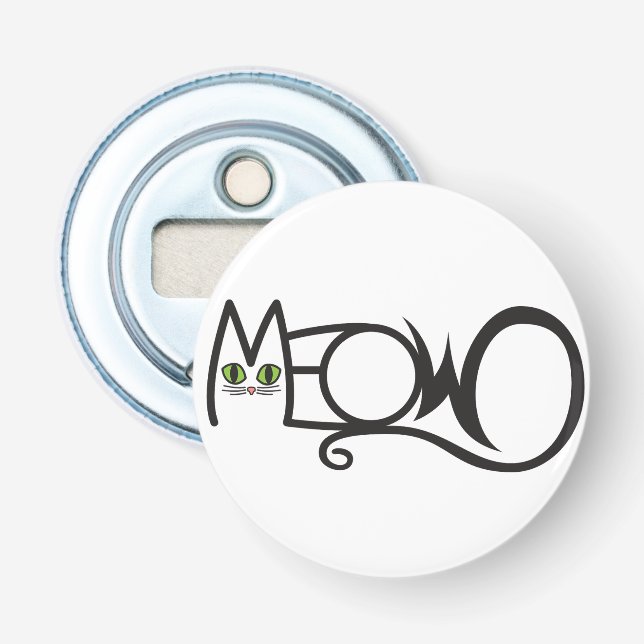 Meow Cat Typography Bottle Opener (Front)