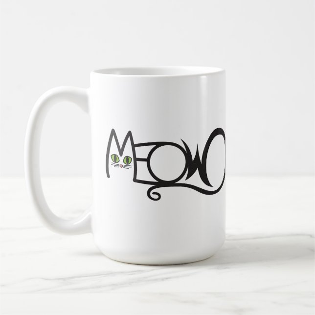 Meow Cat Typography Coffee Mug (Left)