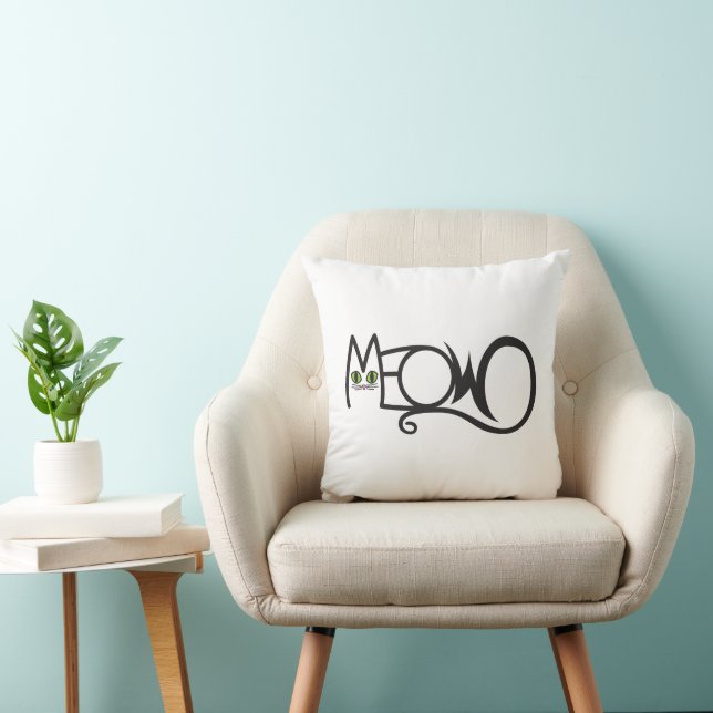 Meow Cat Typography Cushion (Chair)