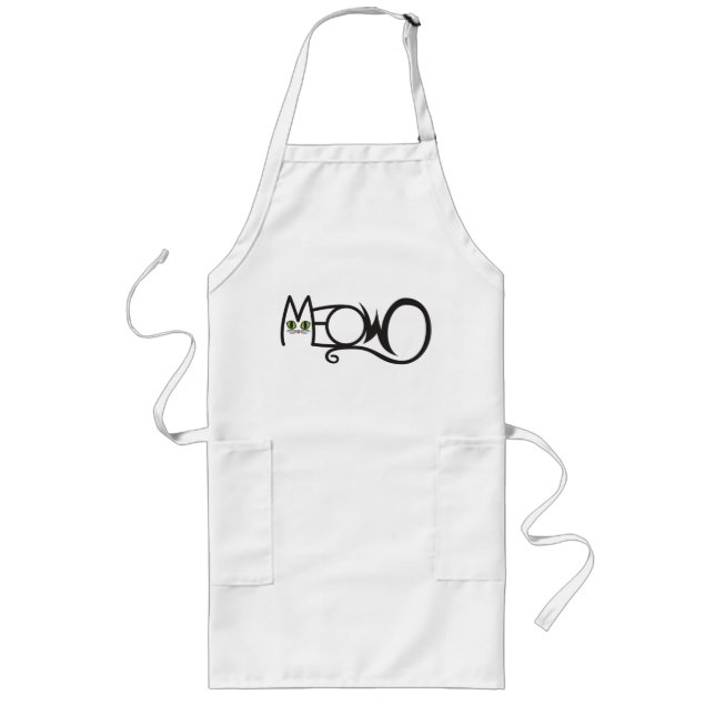Meow Cat Typography Long Apron (Front)