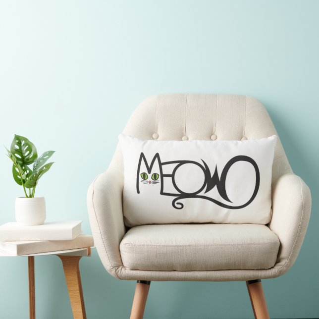 Meow Cat Typography Lumbar Cushion (Chair)