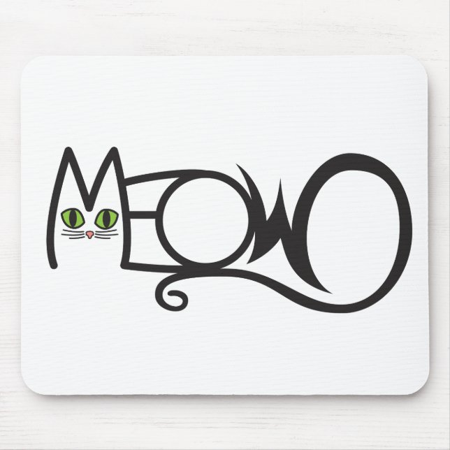 Meow Cat Typography Mouse Pad (Front)