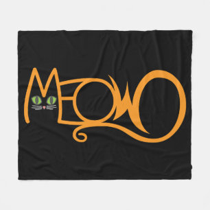 Meow Cat Typography ORANGE Fleece Blanket
