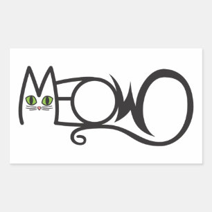 Meow Cat Typography Rectangular Sticker